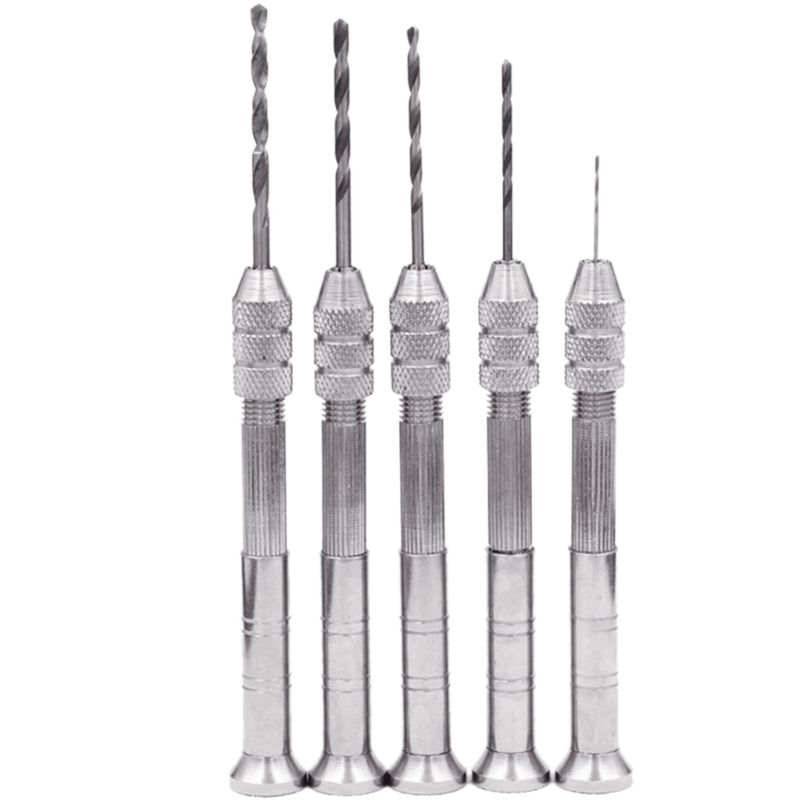 Colorful Drill Bit Aluminum Case Hand Drill + 10pcs Twist Drills Models Tool Y4QA