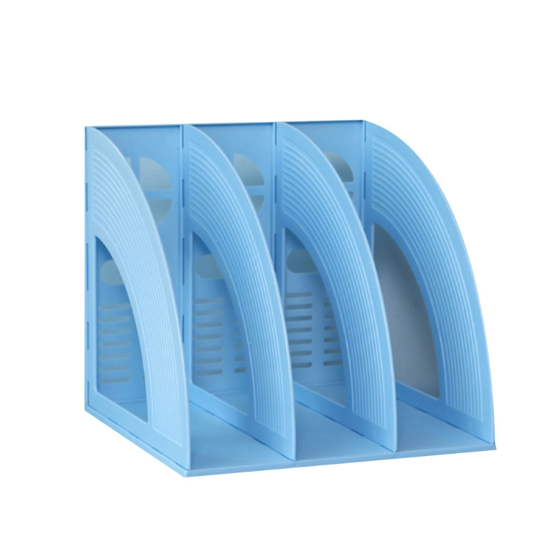 Porte-fichiers Vertical à 3 ou 4 grilles, porte-documents de bureau, support Vertical, bouchon de livre, accès par traction, papeterie de bureau: Blue A