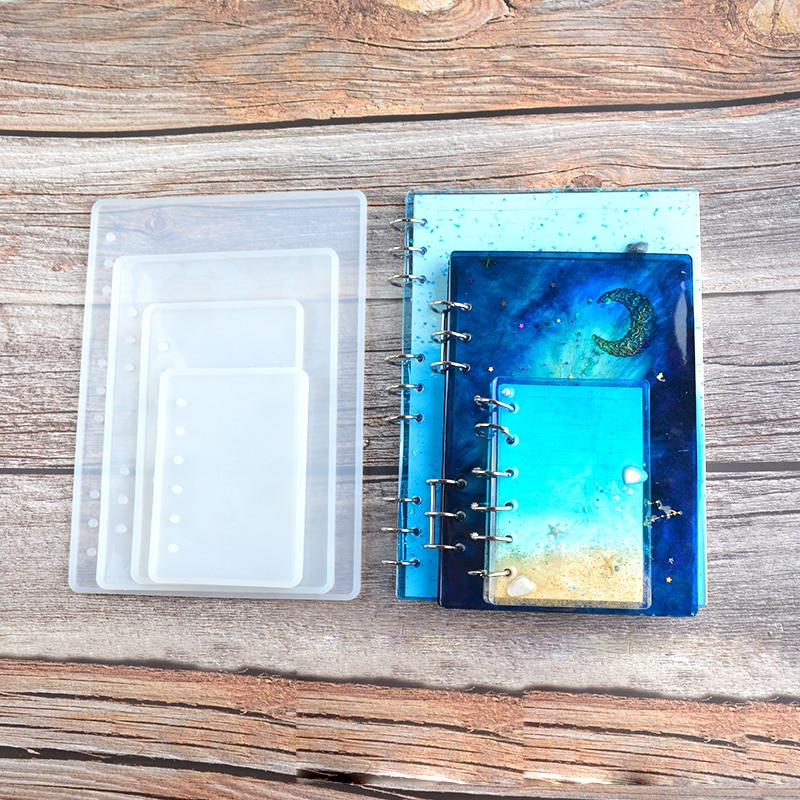 1pc gør-det-selv silikone krystal epoxy støbning notebook form  b5 a5 a6 a7 høj spejl cover form varmebestandig genanvendelig notebook form