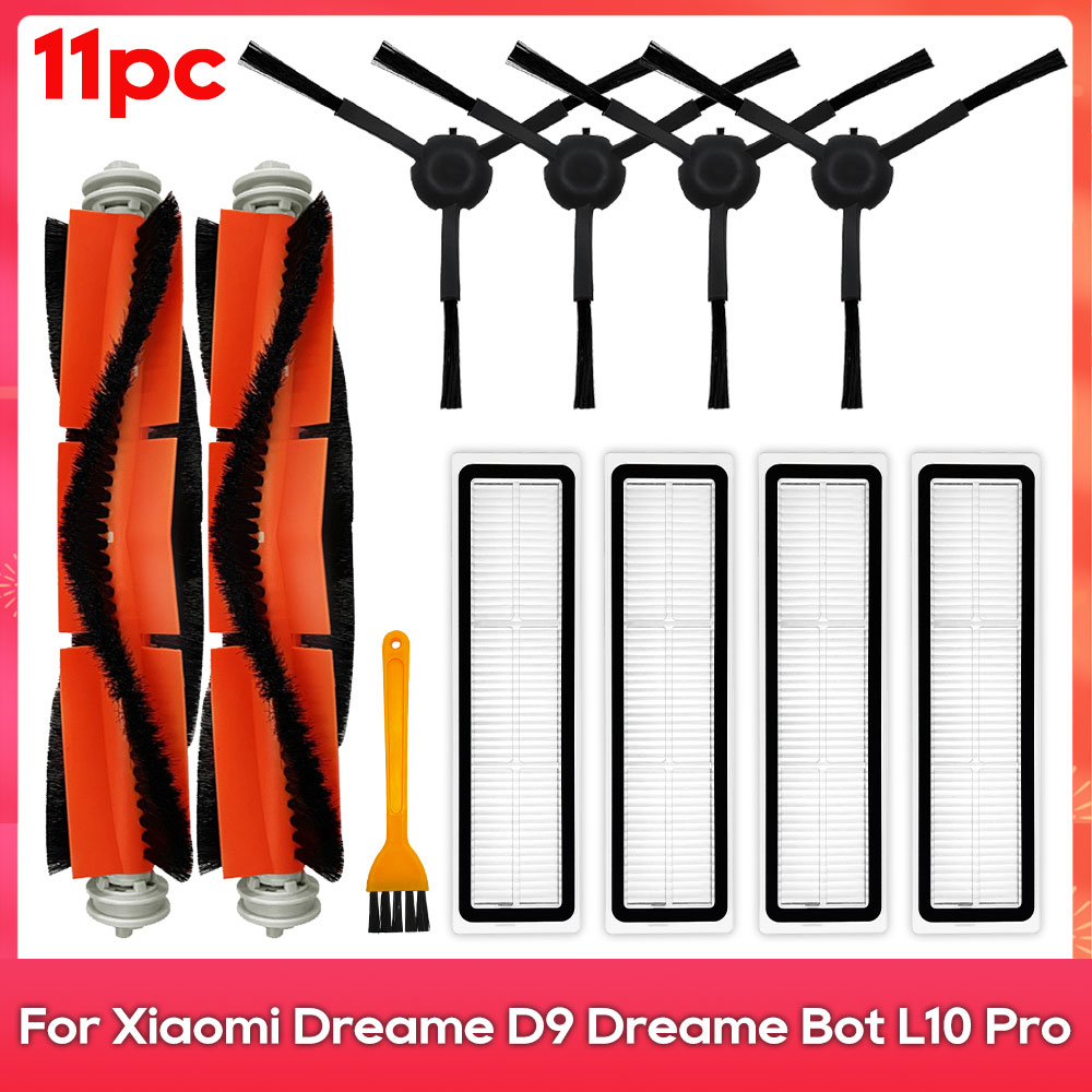 Compatible For ( Dreame D9, L10 Pro, Trouver Robot LDS Vacuum Finder ) Spare Parts Accessories Main Side Brush Mop Hepa Filter: Dark Grey
