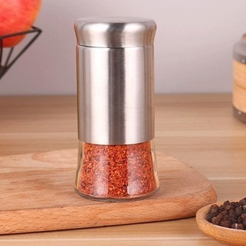 Krydderbeholder glassflaske krydderoppbevaringsboks salt pepper sukker smaksbeholder med pp-lokk kjøkkenutstyr