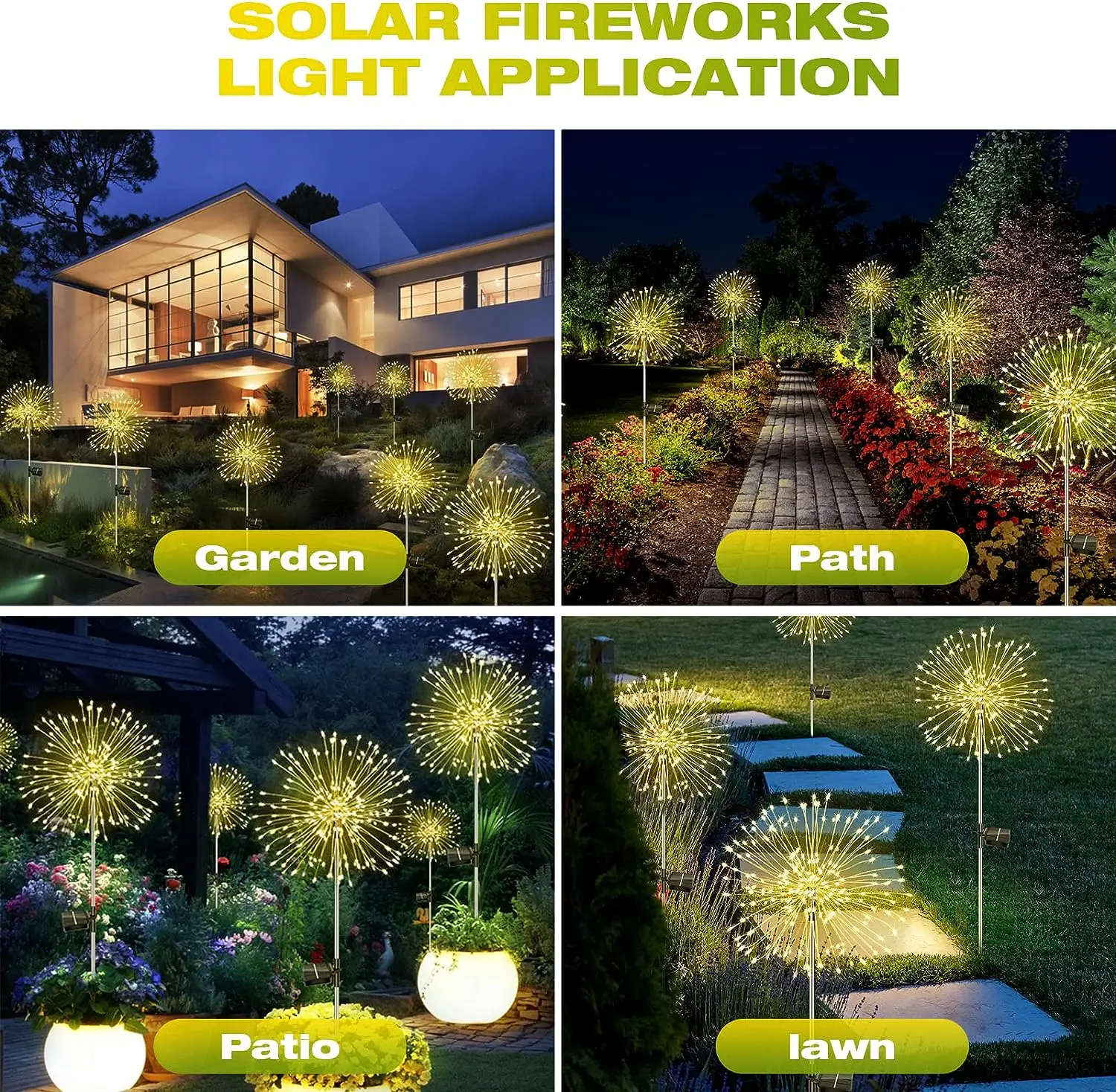 LED Solar Feuerwerk Lichter Garten Dekoration Lichterkette Wasserdichte Outdoor Löwenzahn Rasen Lampe für Garten Landschaft Rasen Dekor