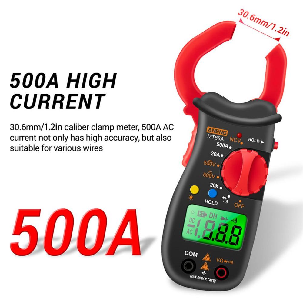 ANENG MT88A Digital Clamp Meter Multimeter 500A DC/AC Voltage AC Current Tester Frequency Capacitance NCV Test Mini Clamp Meter