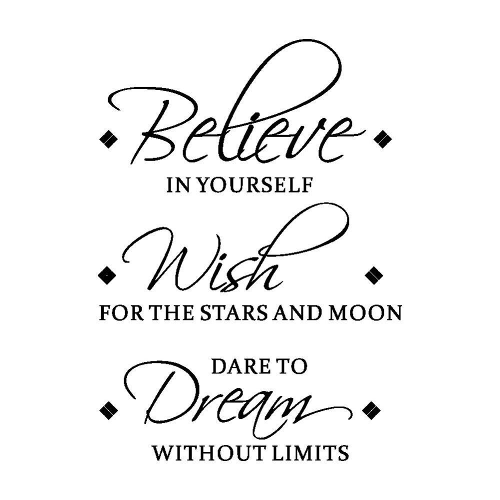 Believe Wish Dream English inspirational wall stickers living room bedroom decoration mural removable stickers home wallpaper