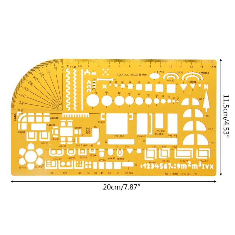 Architectonische sjabloon liniaal tekeningen stencil meetgereedschap levering  w8ed: 5 ac 1100495