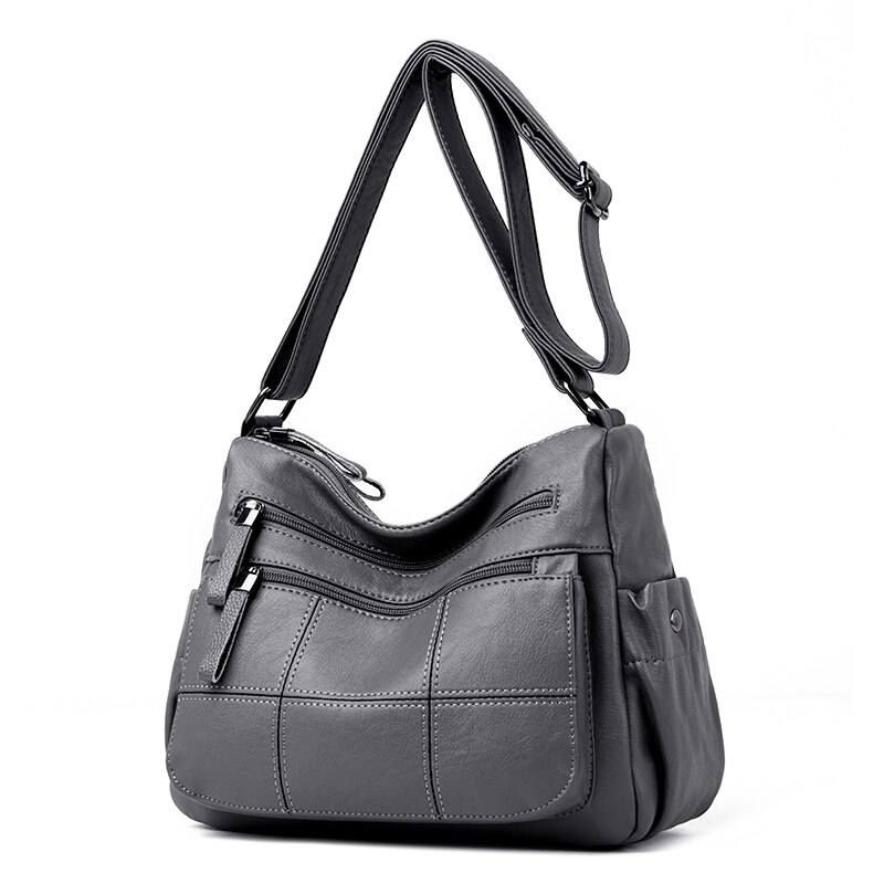 Women's handbag Female leather shoulder bag luxury handbags women bags women bag over shoulder sac a main Ms tote bag: Gray