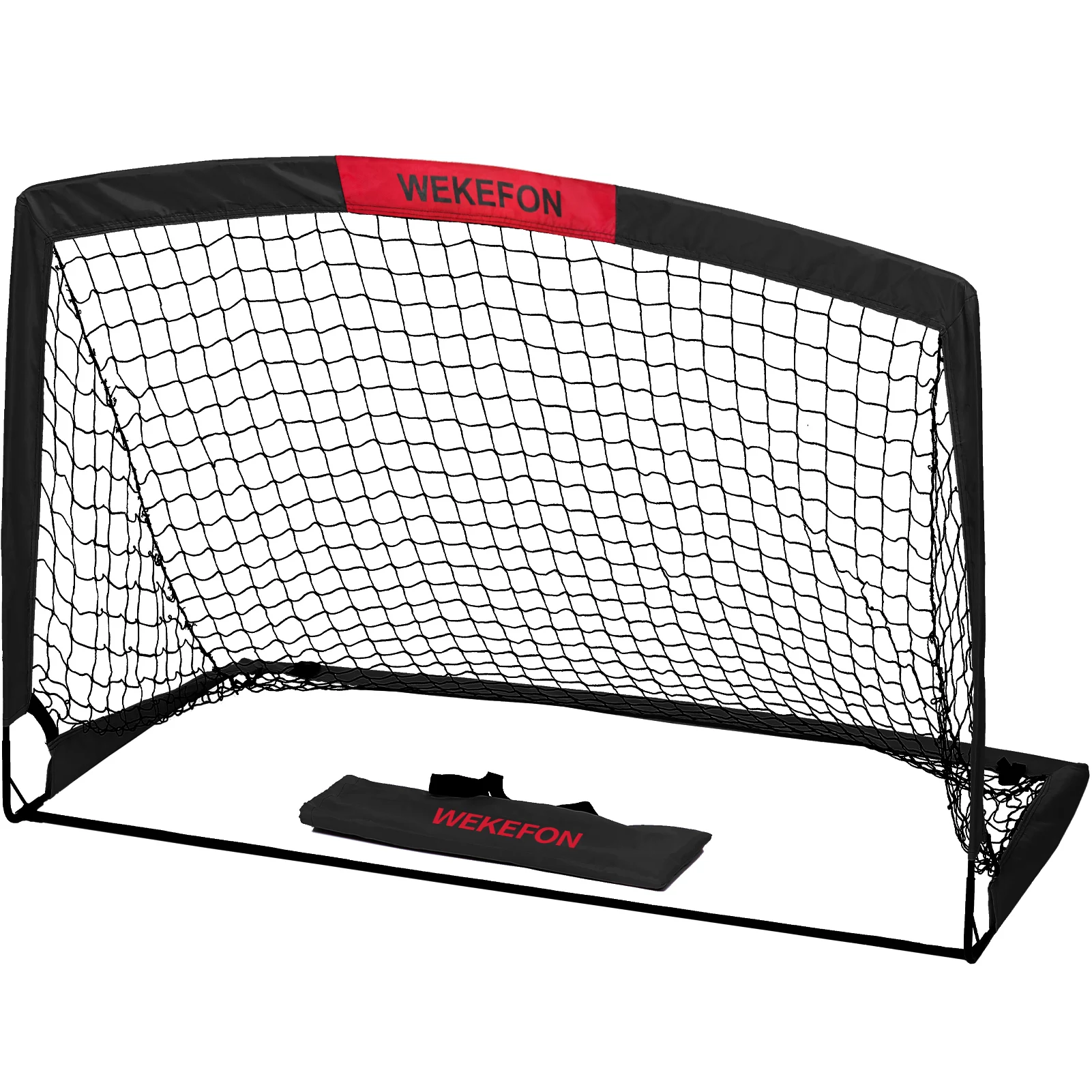 Portería de fútbol portátil para niños, Red de 5 'x 3,1' para adultos y jóvenes, patio de juegos, patio trasero, entrenamiento en interiores y exteriores: Rojo