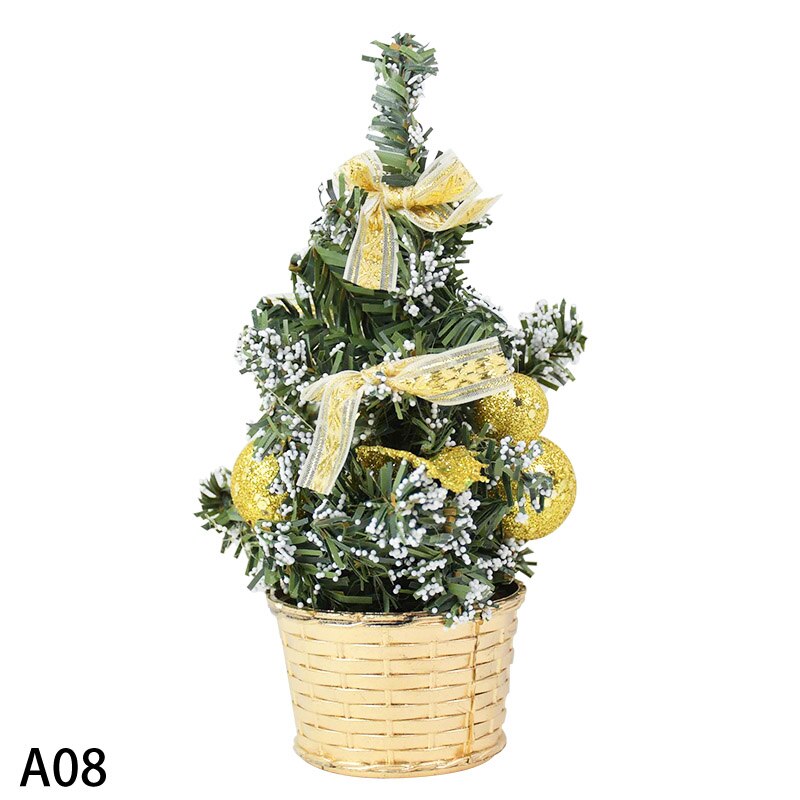 1 pièces Mini arbres de noël artificiels ornements petit pin placé dans la décoration de bureau décoration de noël décor à la maison: A08