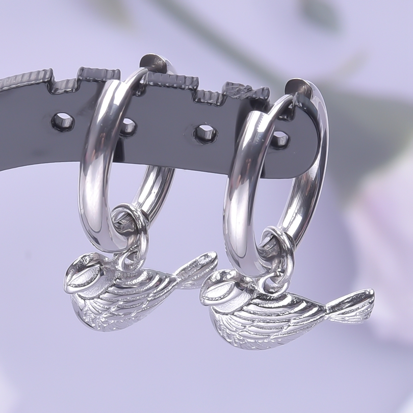 Flamingo Schlange Ohrring durchbohren Edelstahl Ohrringe Für Frauen Männer Zubehör Rose Schädel Ohr Ringe Reifen Pendientes Mujer: Antikes Silber überzogen