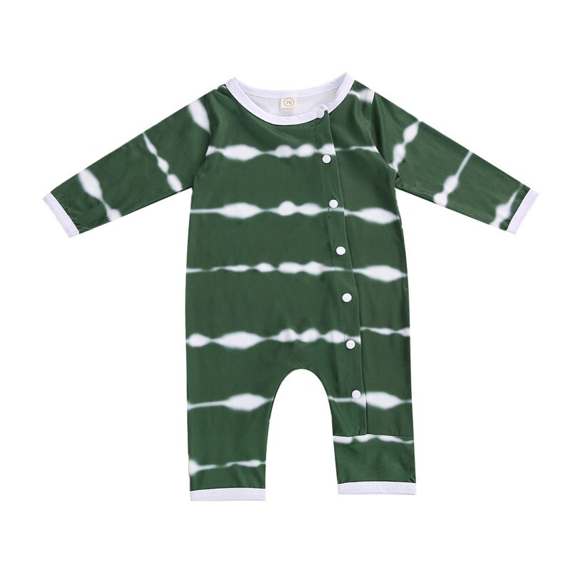 Baby Frühling Herbst Kleidung Neugeborenen Baby Mädchen Jungen binden Farbstoff Kleidung Baumwolle gestreift Strampler Baby Gesamt Nachtwäsche lässig Outfits: A / 12m