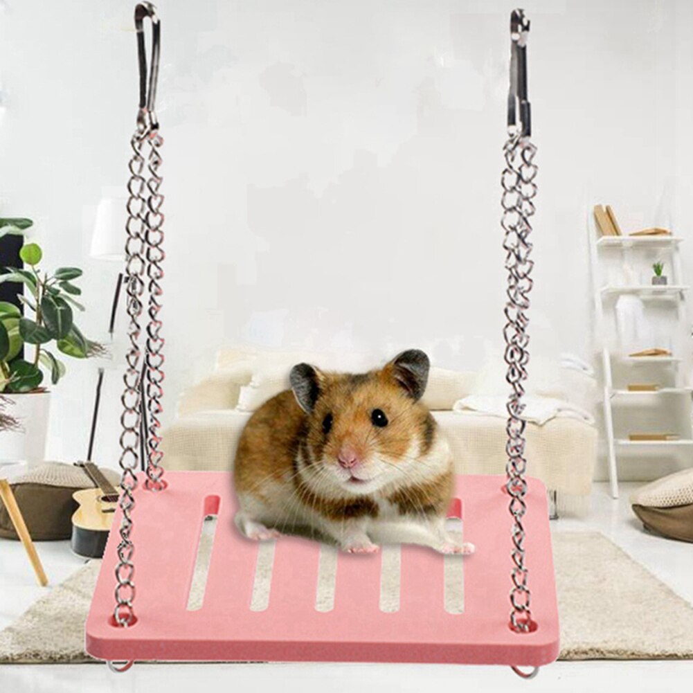 Hamster leksaker hängande gunga pryl träbur tillbehör tillbehör roa mus gunga leksak för liten totoro papegoja