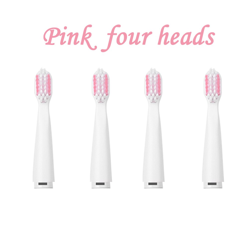 Electric Toothbrush USB Charge Rechargeable Tooth Brushes Washable Electronic Top Smart Chip Toothbrush with 4 Brush Hea: Pink four heads