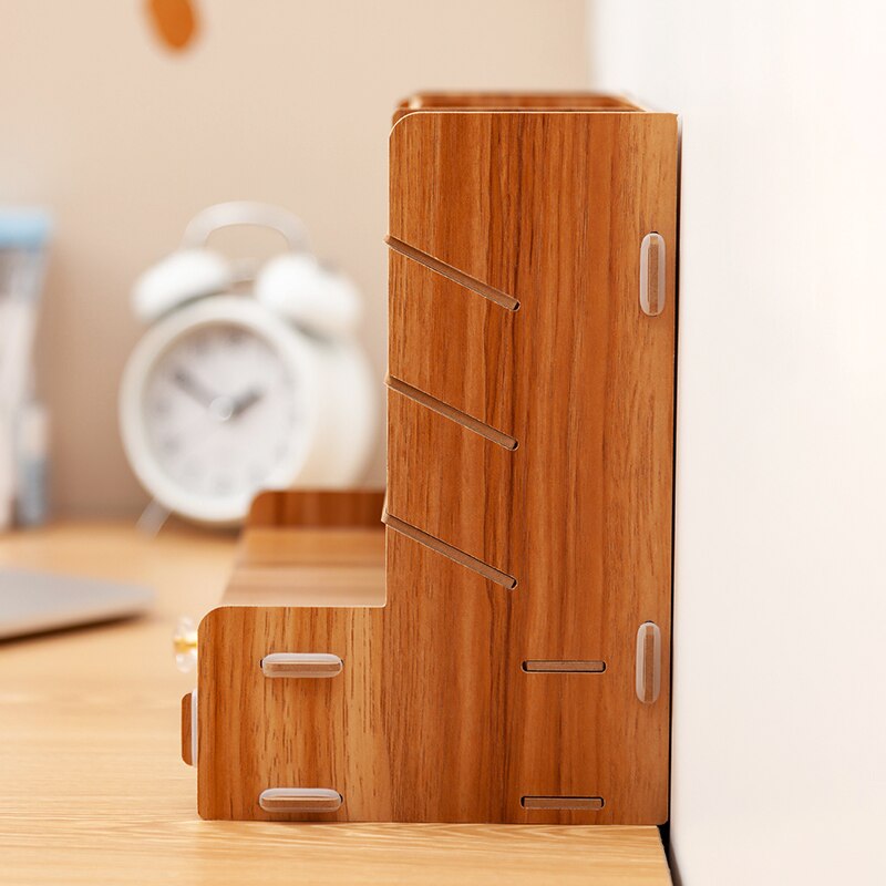 Pen holder Nordic ins storage box creativity office,desk stationery box wooden large capacity rack wooden book box