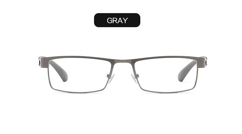 YOOSKE lentes no esféricos gafas de lectura hombres aleación de titanio presbicia gafas con dioptrías hipercopia gafas de prescripción: +150 / grey