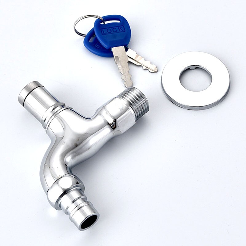 Vandhane med lås nøgle tyverisikring enkelt hul metal vaskemaskine vandhane til hjemmet  k888