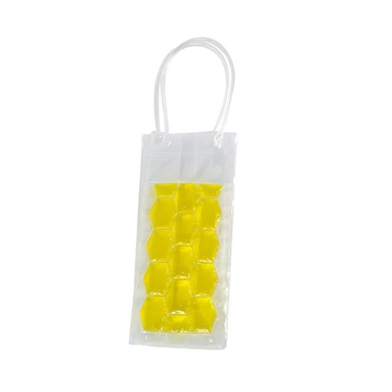 1pc pvc vinflaskor fryspåse champagnekylare öl kylande gel isbärare med handtag bärbara sprit iskalla verktyg: Gul
