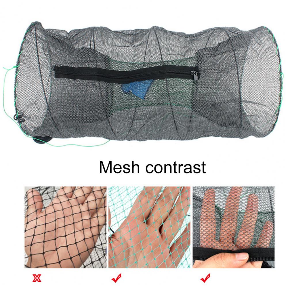 Fishing Net Automatic Folded Fishing Net Trap Zipper Bait Spring Cage for Shrimp Crayfish Crab Net Outdoor Fishing Equipment