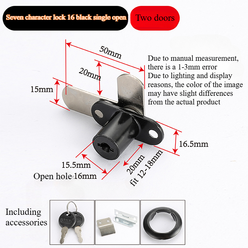 Serratura per porta dell'armadio doppia aperta Serratura per porta dei mobili con linguetta di svolta oposta a forma di 7: Blue