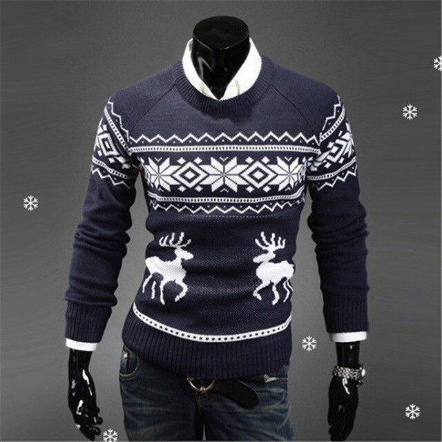 Mænd juletrøjer england stil herre sweater hjorte pullovere rensdyr sweater slim o-neck herre sweater