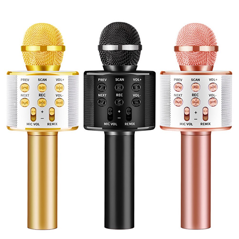 WS858 Portable Bluetooth Karaoke Microphone Wireless Speaker Home KTV Karaoke Handheld Microphone Singing Recorder