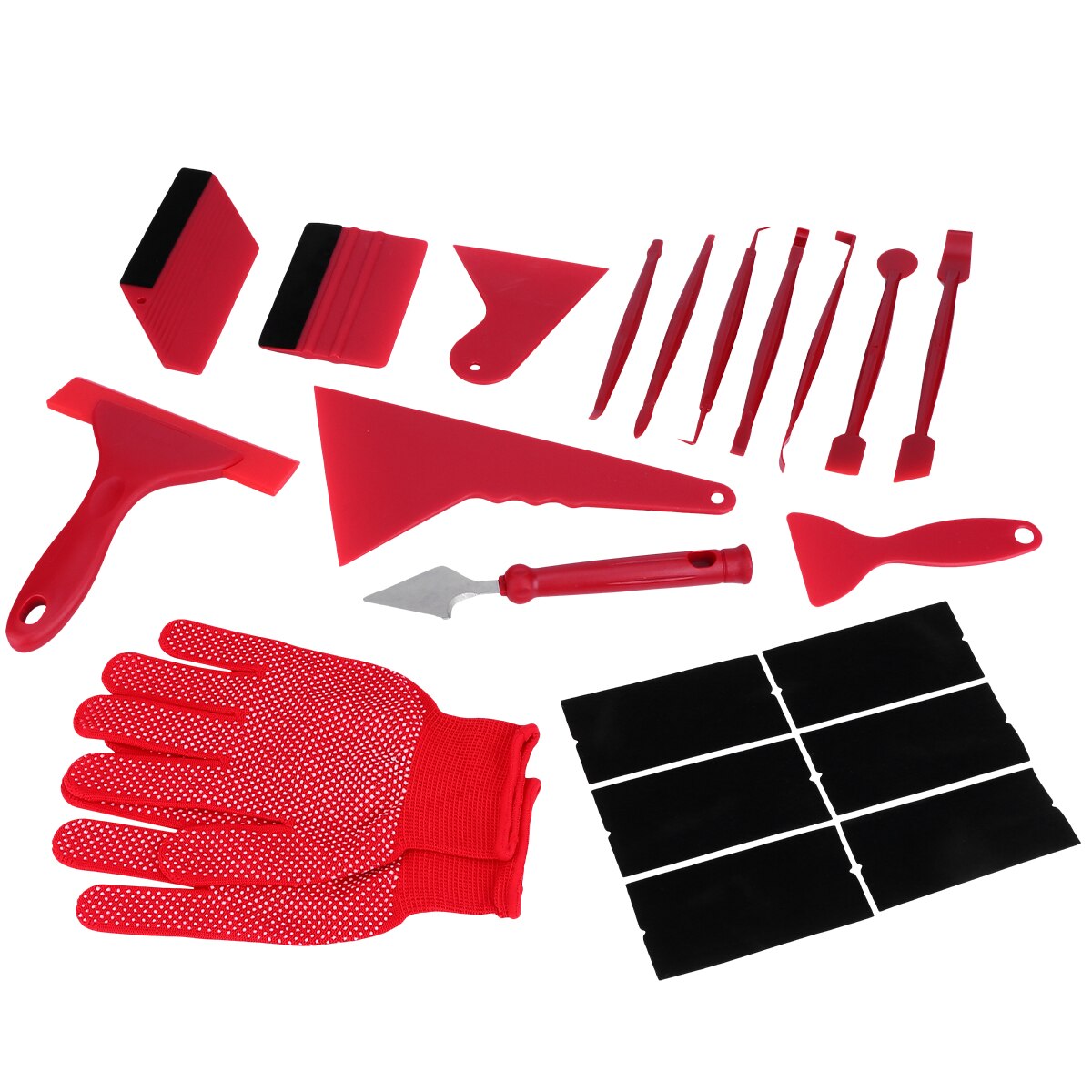 21PCS/Set Auto Tinting Film Scraper Squeegee Cutter Knife Window Tint Tool Kit Vinyl Car Film Wrapping Tool Set Blue Red: Pink