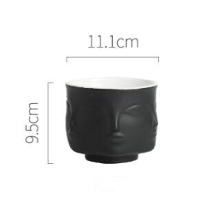 Vase à fleurs en céramique, visage d'homme, accessoires de décoration de maison, Vase moderne pour Pot de fleurs, jardinières: Black