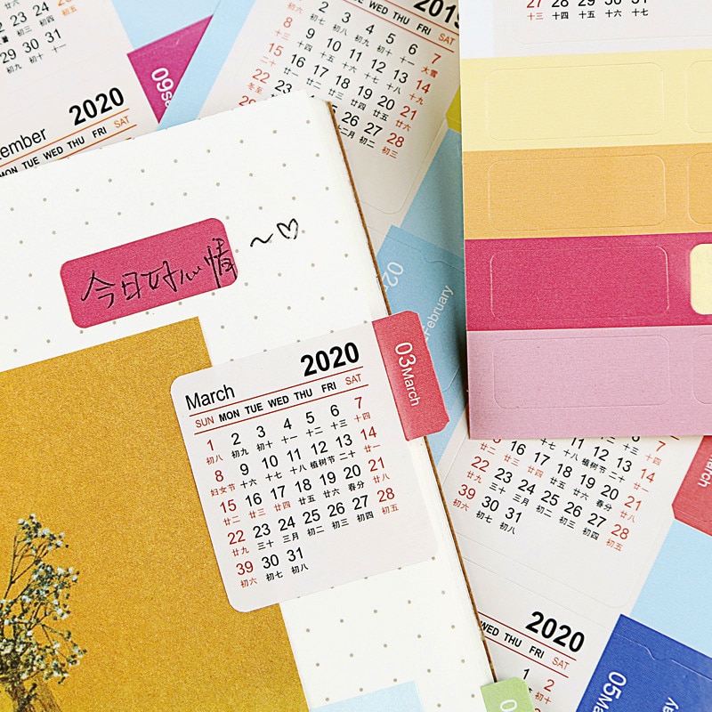 Kalender Stickers Index Bladwijzer Planner Bullet Journal Accessoires Decoratieve Stickers Label Kalender Briefpapier 2pcs