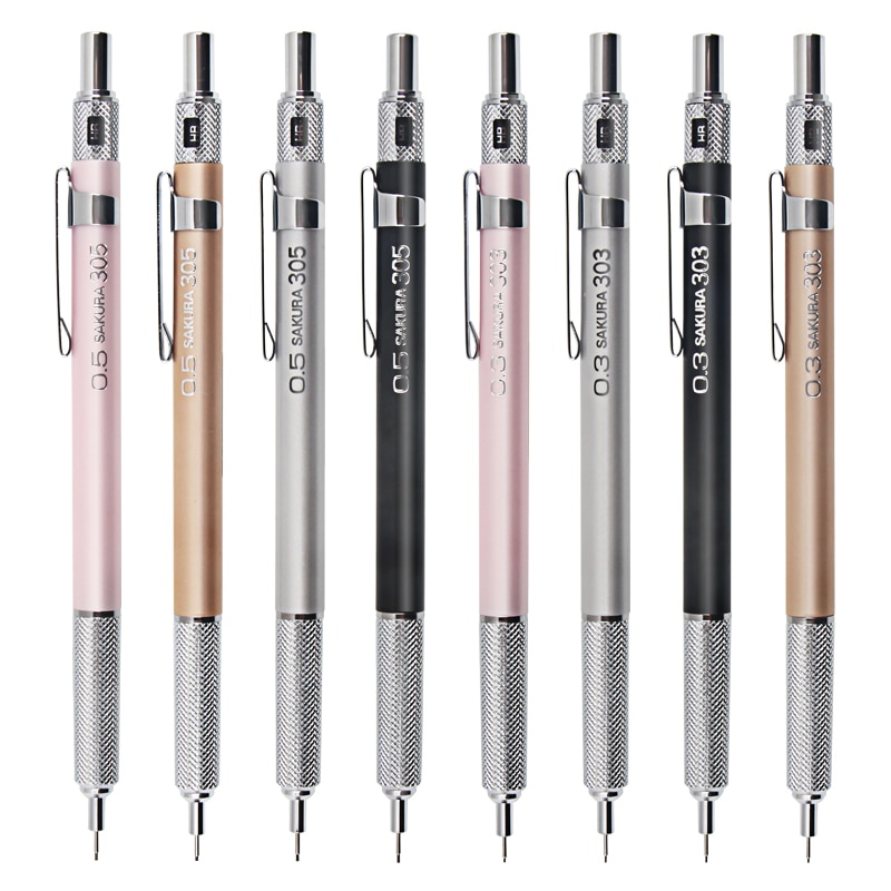 Lápices mecánicos Sakura, lápiz de dibujo bocetos, Oficina, Papelería, Material Escolar, lápices mecánicos de Metal, varilla de 0,3/0,5mm, XS-303