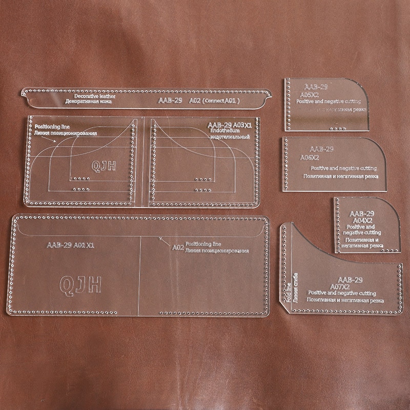 DIY Handmade Personality Short Wallet Kraft Paper and Acrylic Template Handmade Leather Craft Bag Template 11cm*9cm