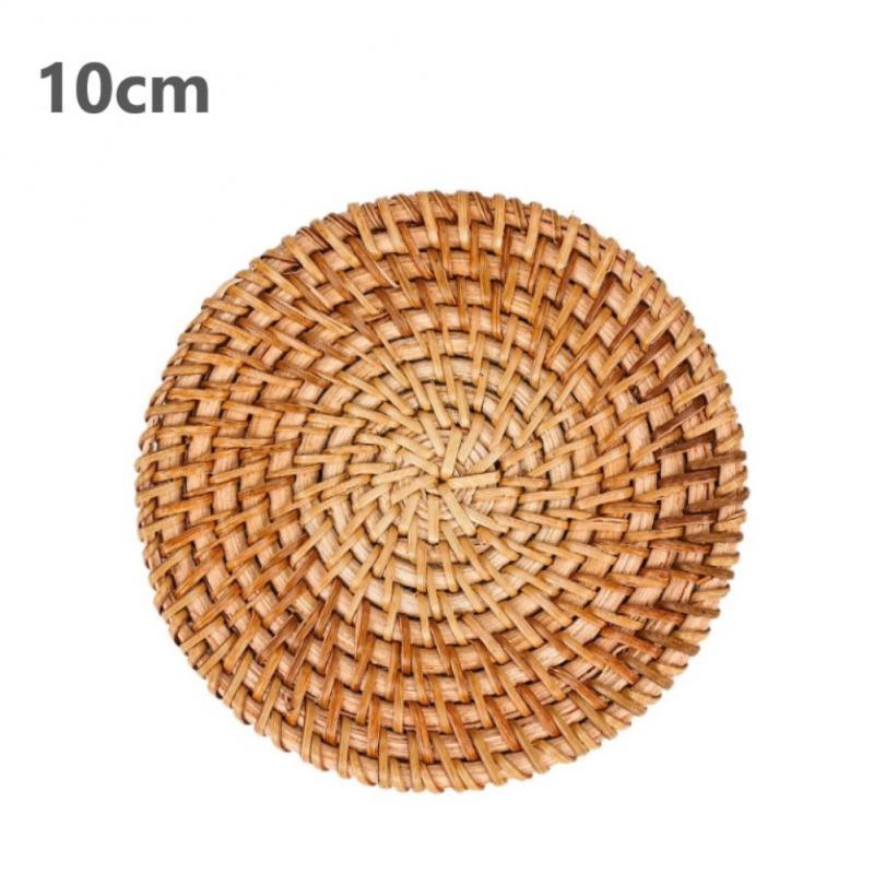1Pc Herfst Rotan Hand-Woven Coaster Creatieve Eettafel Mat Kom Mat Pot Mat Ketel Mat Isolatie Pad mon-Slip Mat: 10cm