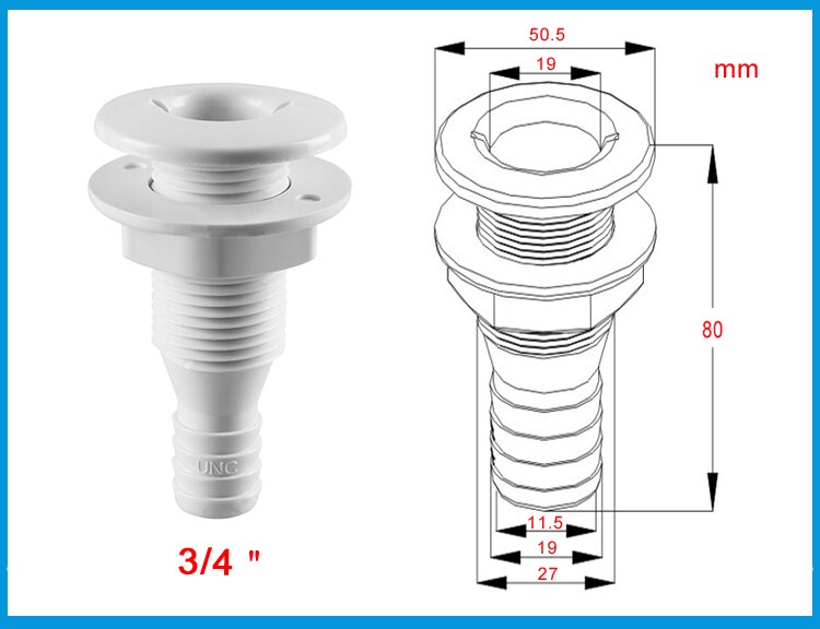 Boat Yachts Speed Boat RV Camping Bilge Hull Drain Sewer Outlet