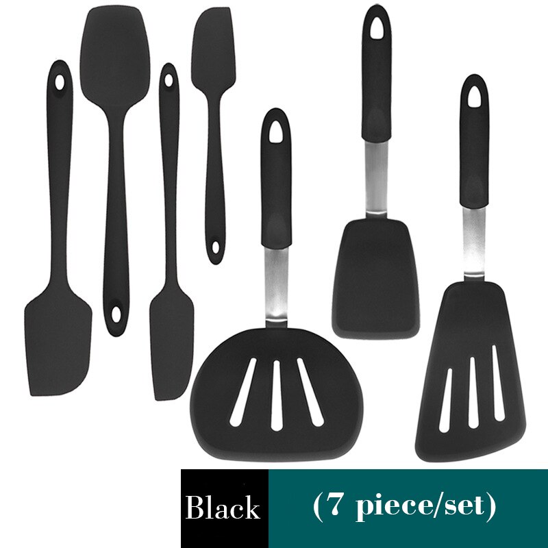 Ustensiles de cuisine en Silicone 6/7/10 | Ustensiles de cuisine résistants à la chaleur, ustensiles de cuisine, ustensiles de cuisine, Gadgets de cuisine, spatule cuillère à soupe: black 7PC