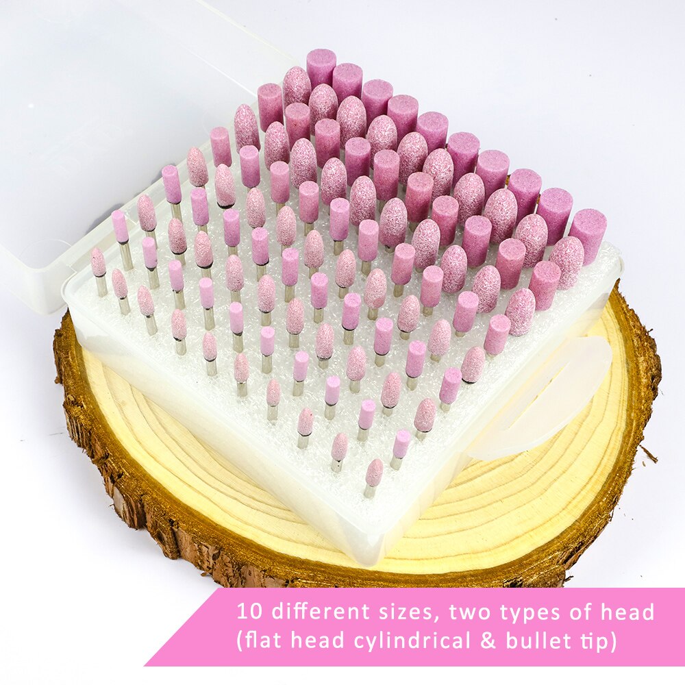 GUSIWU 100pcs/set grinding stone wheel dremel accessories rotary tool kit for polishing sharpening stone grinding head bits pink