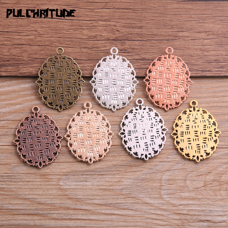 6 Pcs 18*25 Mm Binnenmaat 9 Kleur Klassieke Stijl Ovale Cabochon Base Instellen Charms Hanger Voor Diy sieraden Maken