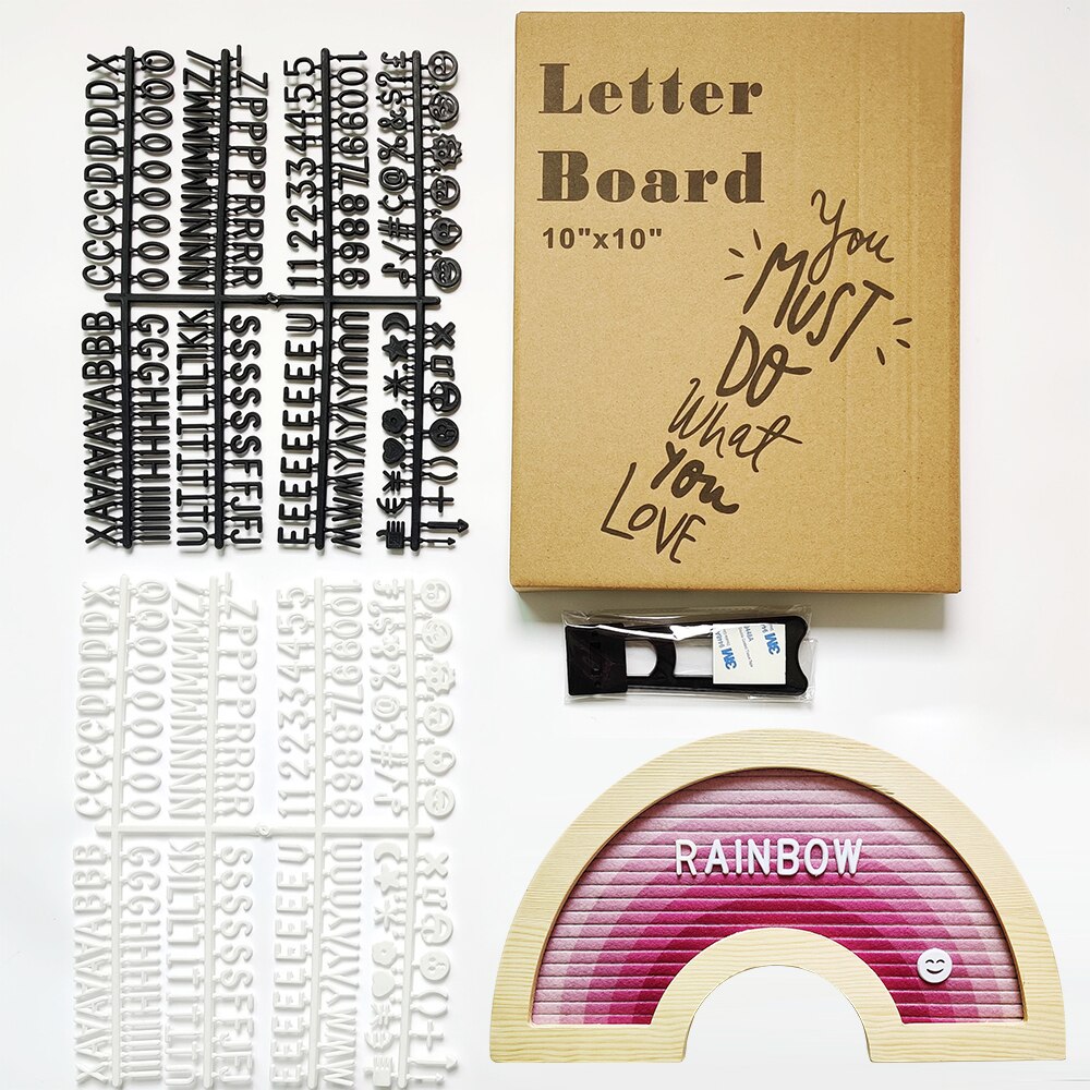 Rainbow Felt Letter Wood Message Board with 340Pcs Plastic Christmas Letters Felt Letterboard Wooden Frame Home Wall Decor: 02