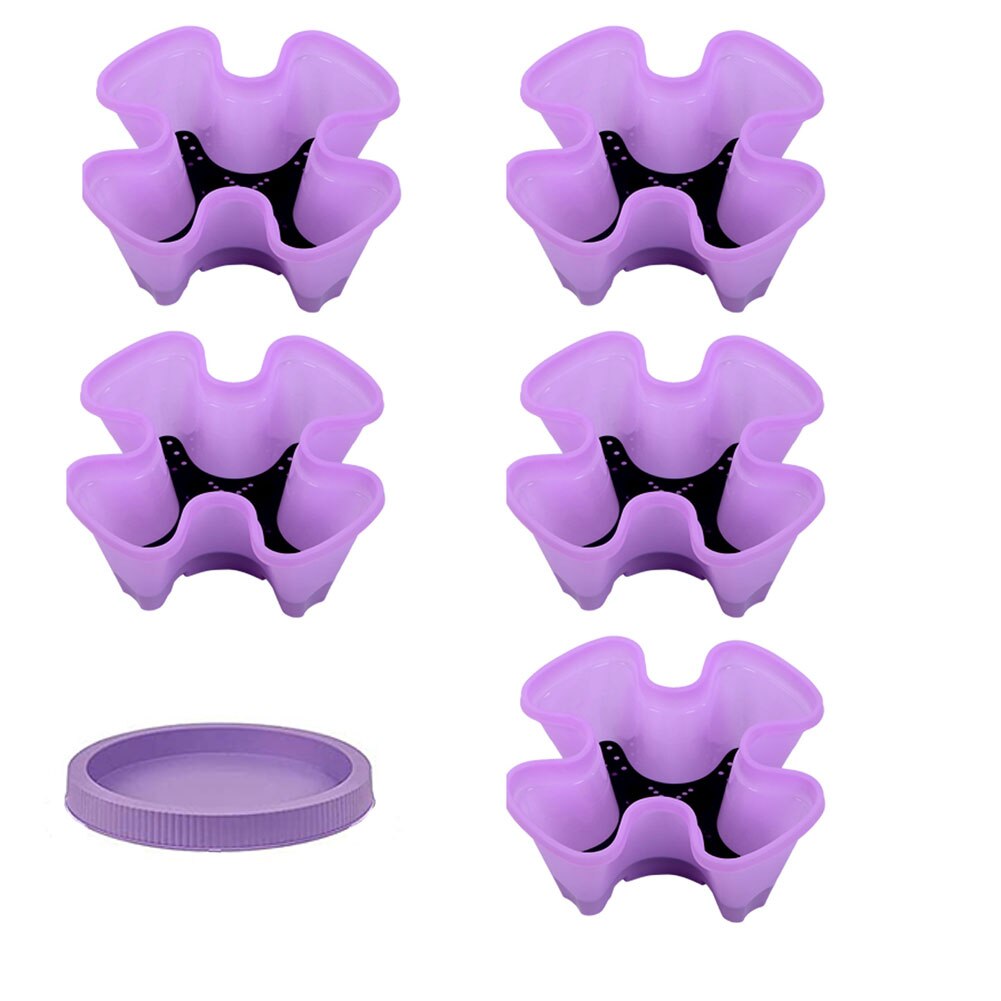 Stackable Flower Tower Multi-Layer Vertical Plant Planter Four Petal Plastic With Tray For Strawberry Vegetable Garden Balcony: Purple