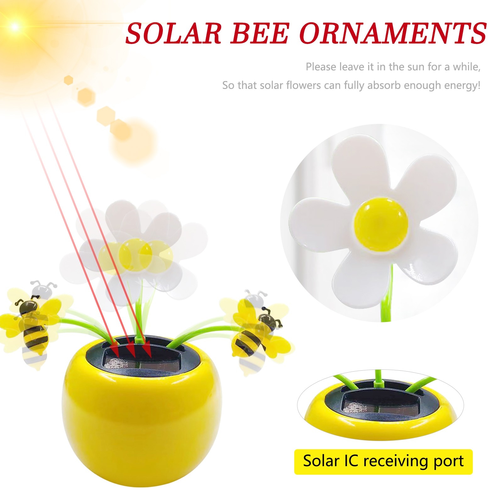 Thuis Solar Automatische Swing Zon Bloem Auto Balkon Decoratie Bee Interieur Decor Feestelijke Sfeer Decoratieve Thuis Kamer