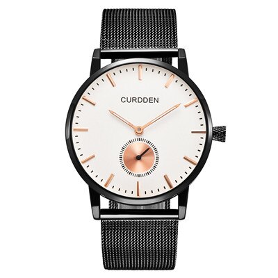 Brand CURDDEN Couple Watch Minimalist Casual Quartz Watch Men Women Waterproof Stainless Steel Relogio Masculino Marca: black-white