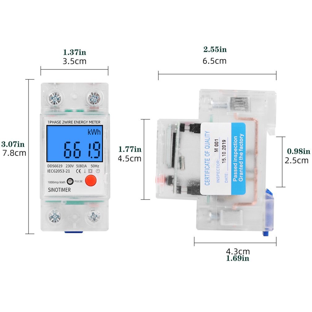 Din Rail Lcd Digital Backlight Energy Meter Single Phase Power Meter Kwh Power Consumption Electronic Wattmeter AC 230V 80A