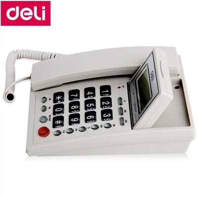 Deli 786- zits telefoonset met snoer, scherm, draaibare telefoon, nummerweergave en geheugen, kantoor, thuis: Wit