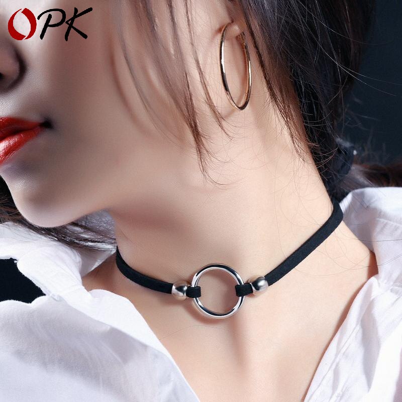Korean-style Accessories Fine-Neck Ring Supply of Goods Short Choker Neck Band Neck Ring Rx005: Steel Color 