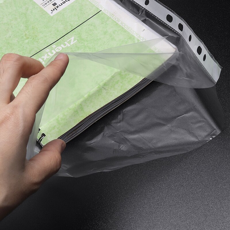 100 stk  a4 gennemsigtige plastik hullede lommer mapper arkiveringsærmer dokumentfiler mapper klart arkiveringspapir kontor skoleartikler