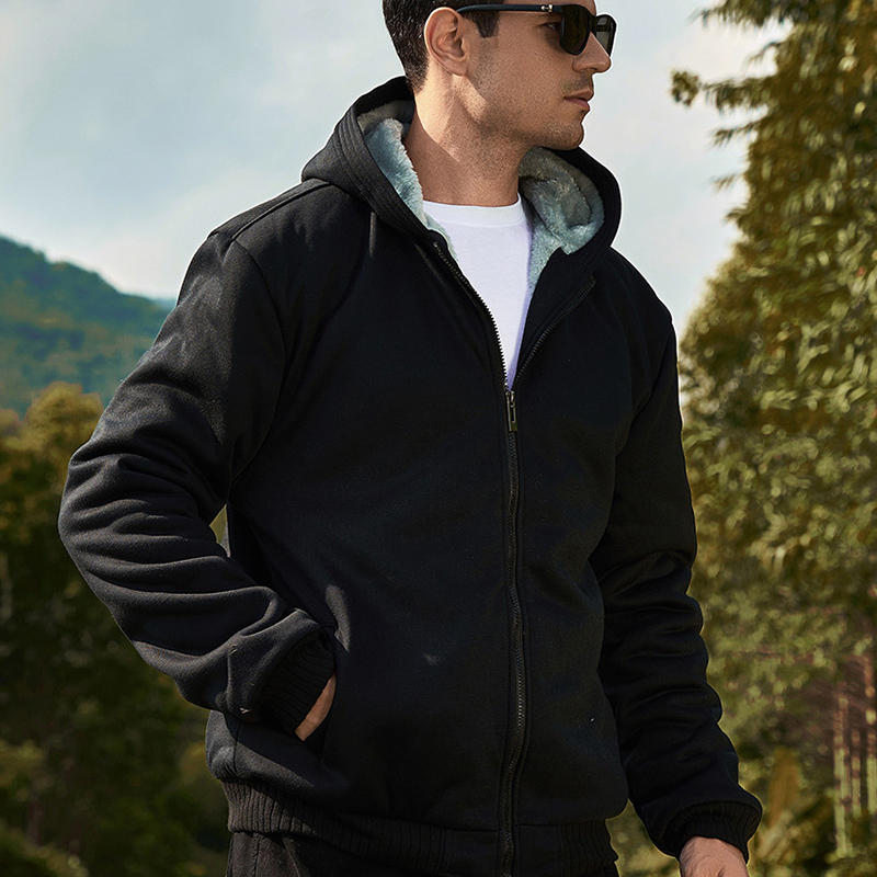 Manteau doublé Sherpa pour hommes, sweat à capuche zippé à manches longues, sweat-shirt épais, vestes en peluche Smile, vêtements d'extérieur chauds, tenues en Y, hiver