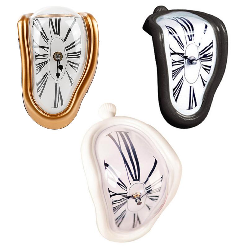 Melting Time Warp Wall Clock Roman Number Book Shelf Desk Decorative Hanging Art Style Distorted Clock
