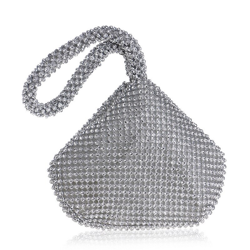 pearl hand bags women brilliant lady purses and handbags luxury diamond clutch bags borsa elegante donna: Crystal Silver