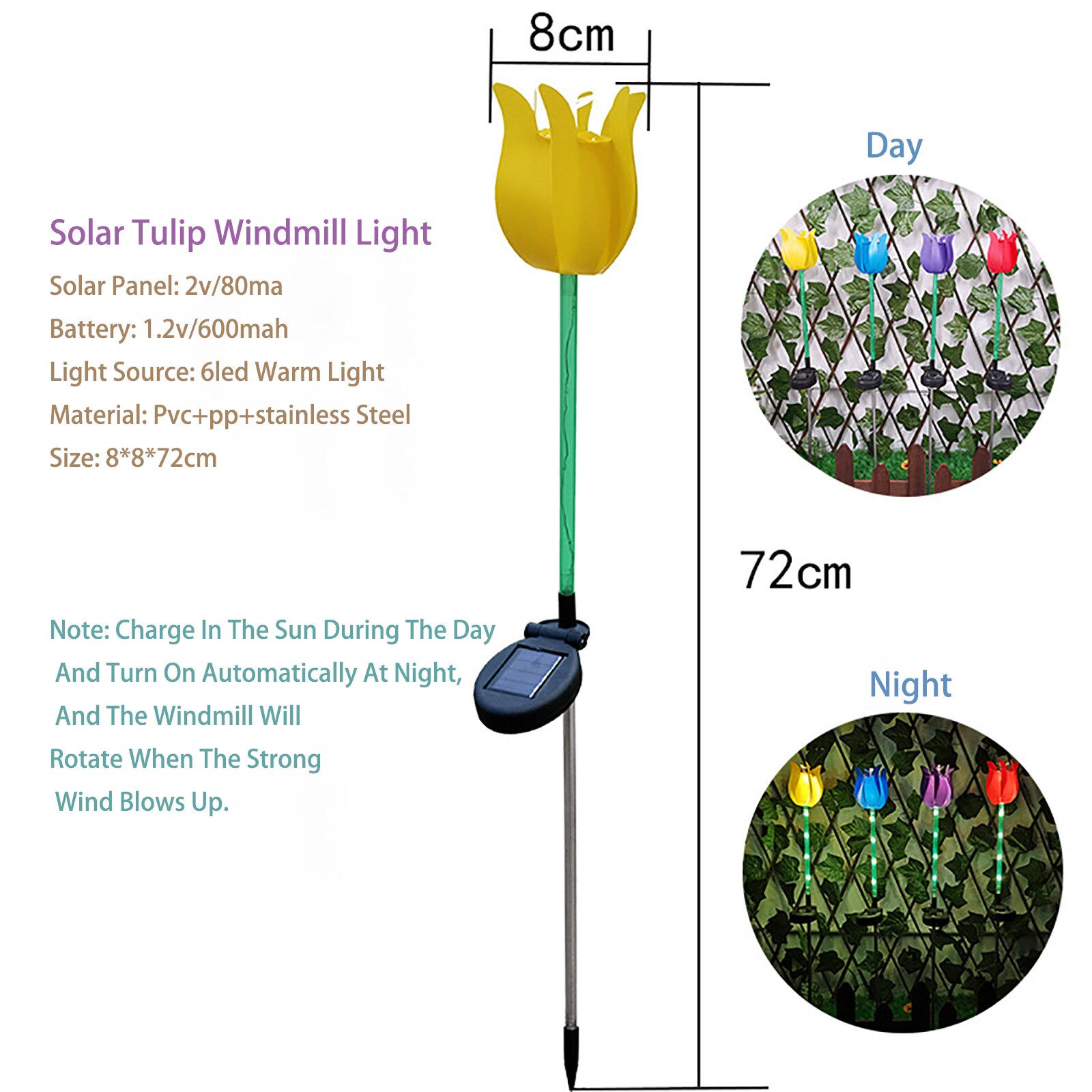 Tulipano fiore vento filatori mulini a vento vorticoso prato cortile decorazioni da giardino luci a portato ad energia solare per la decorazione del terrazza