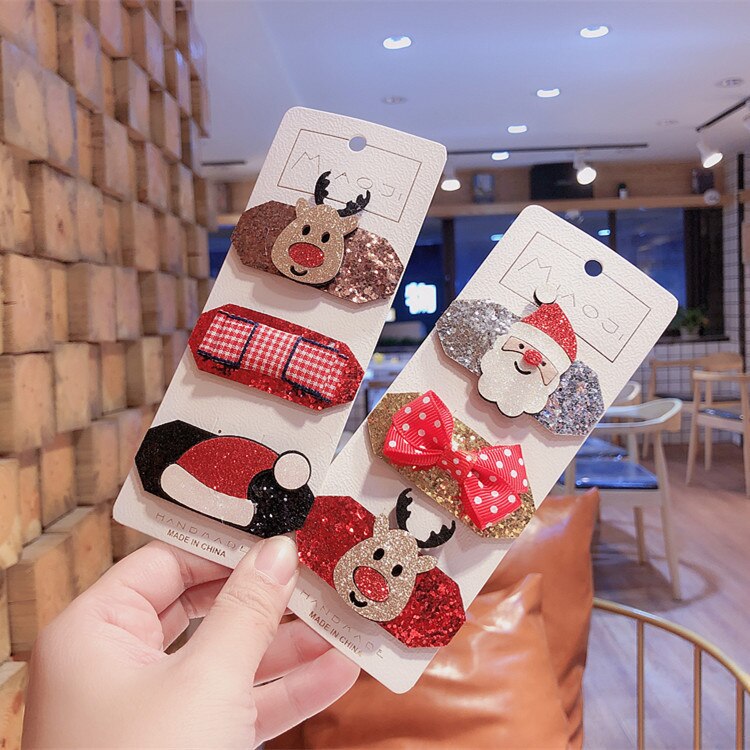 Zuid-koreaanse kerstjaar kinderhaaraccessoires baby bb clip kerstman haarspeldjes meisjes hoofdtooi set