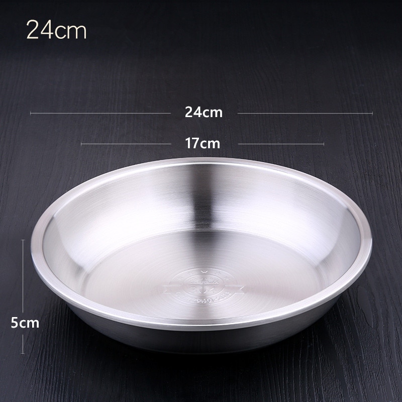 Rustfrit stål fad runde plader fad sæt camping udendørs plade køkken tilbehør