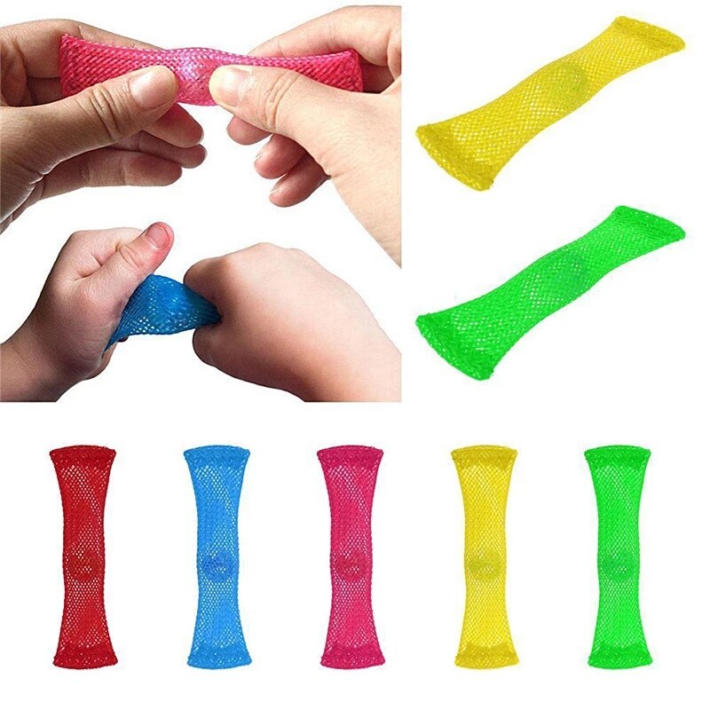 Tube de maille tissé avec billes balle autisme tdah anxiété thérapie jouets serrant Vent soulagement du Stress main Fidget jouet