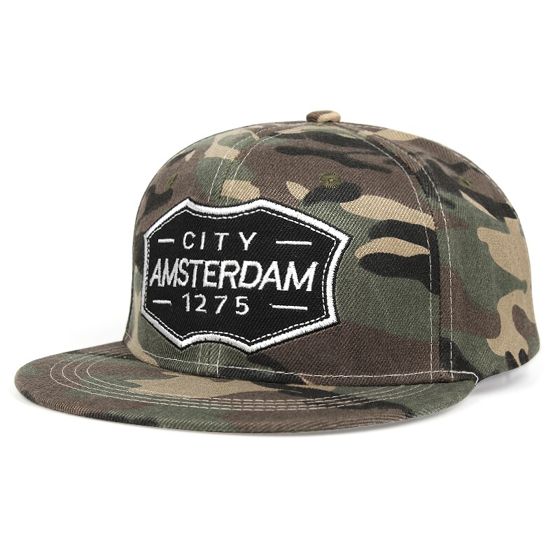 Mode Stad Amsterdam 1275 Emboridery Snapback Caps Voor Mannen Vrouwen Unisex Verstelbare Goede Baseball Hoeden: camouflage CITY 1275